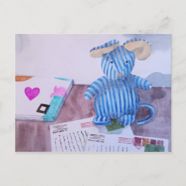 Beanie writes his postcards (Front)