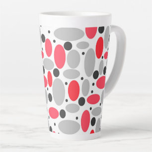 beans and peas retro red grey white pattern latte mug