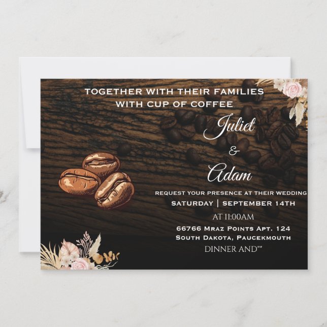 beans boho rustic modern elegant Coffee Wedding Invitation (Front)