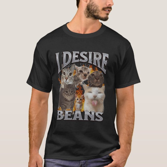 Beans Funny Cat Meme Bootleg Graphic T-Shirt (Front)