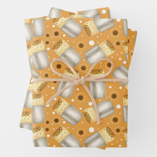 Beans,Meat,Vegetables And Cheese Burrito Wrapping Paper Sheet