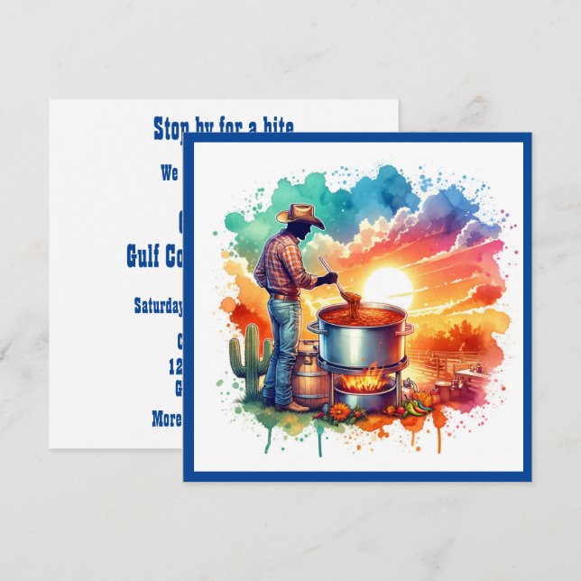 Beans or No Beans Chilli Cooking Cowboy 1 Custom Invitation (Front/Back)