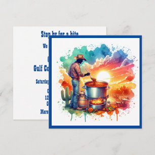 Beans or No Beans Chilli Cooking Cowboy 1 Custom Invitation