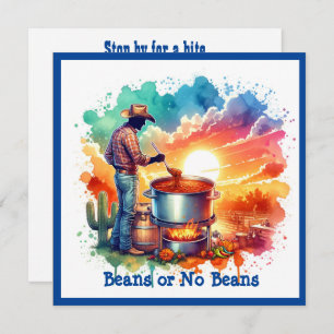 Beans or No Beans Chilli Cooking Cowboy 1 Custom Invitation