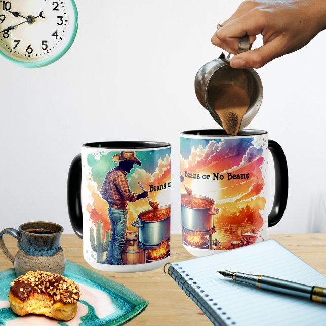Beans or No Beans Chilli Cooking Cowboy 1 Mug (Chili Cookoff Beans or No Beans Collection  Cups/Mugs)