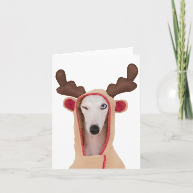 Beans Winking Reindeer blank cards (Front)