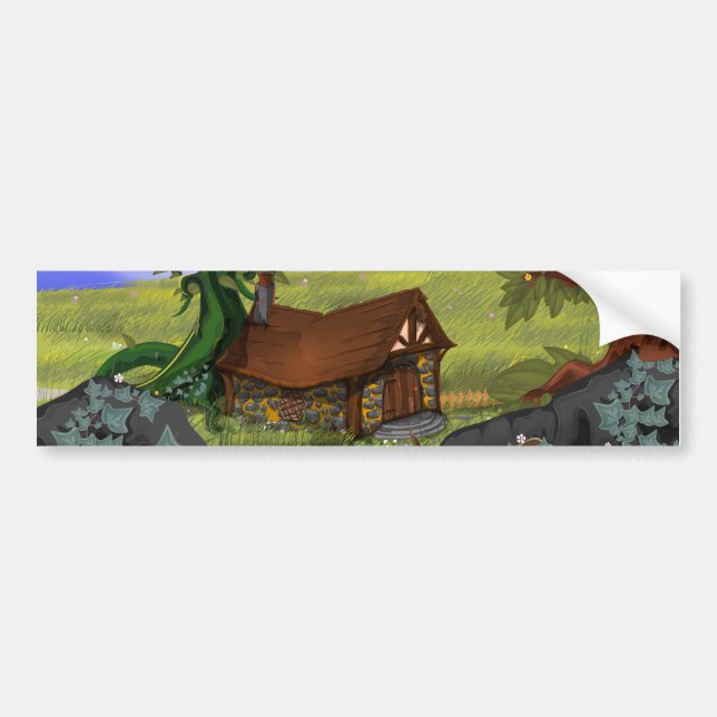 Beanstalk Cottage Cartoon Bumper Sticker (Front)