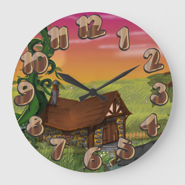 Beanstalk Cottage Cartoon Large Clock (Front)