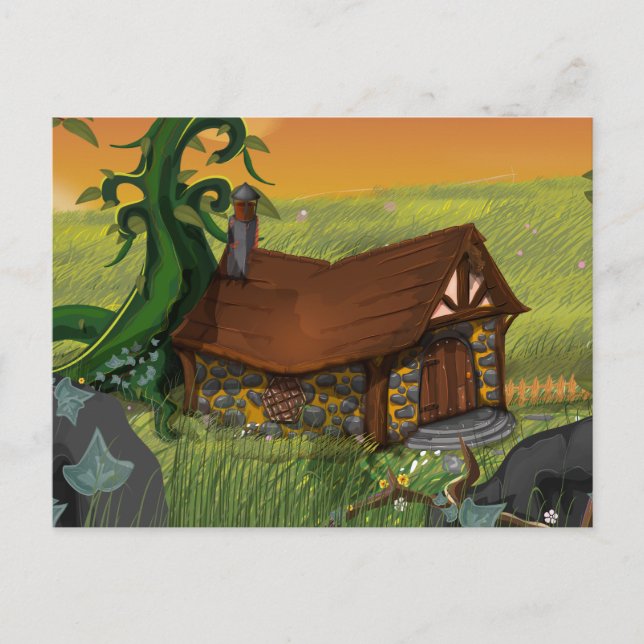 Beanstalk Cottage Cartoon Postcard (Front)