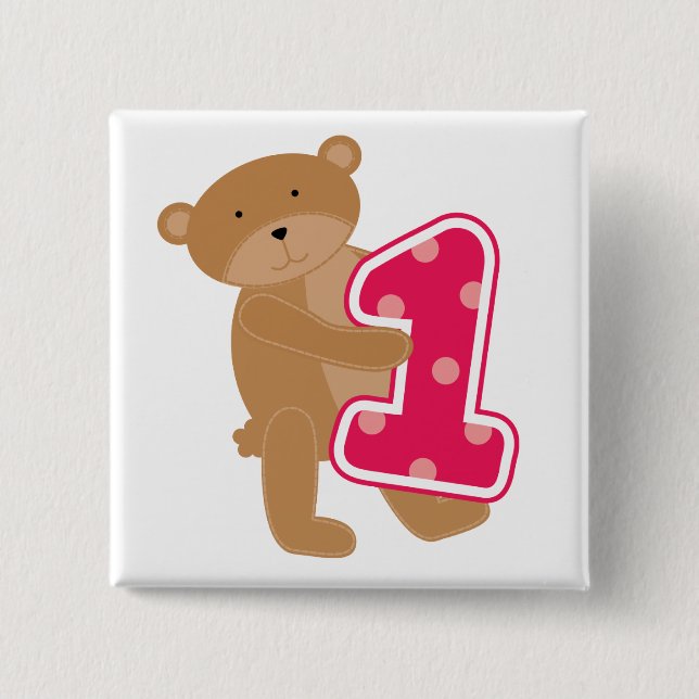 Bear 1st Birthday T-shirts and Gifts 15 Cm Square Badge (Front)