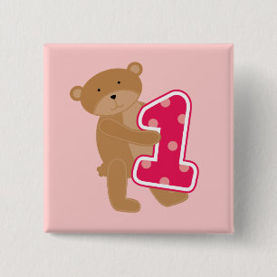 Bear 1st Birthday T-shirts and Gifts 15 Cm Square Badge