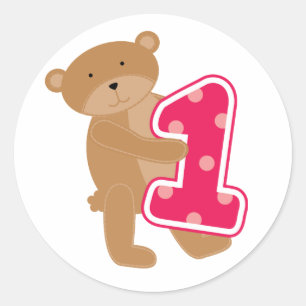 Bear 1st Birthday T-shirts and Gifts Classic Round Sticker