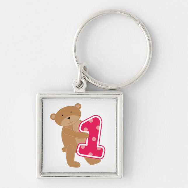 Bear 1st Birthday T-shirts and Gifts Key Ring (Front)