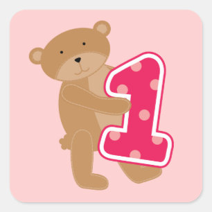 Bear 1st Birthday T-shirts and Gifts Square Sticker