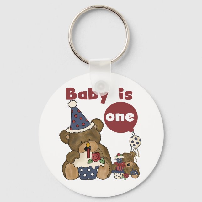 Bear 1st Bortjdau Blue Tshirts and Gifts Key Ring (Front)