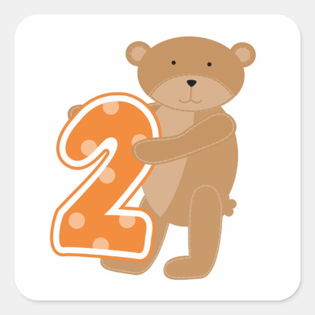 Bear 2nd Birthday T shirts and Gifts Square Sticker (Front)