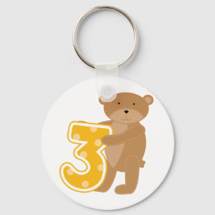 Bear 3rd Birthday T-shirts and Gifts Key Ring