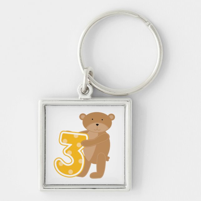Bear 3rd Birthday T-shirts and Gifts Key Ring (Front)