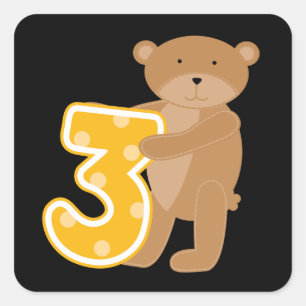 Bear 3rd Birthday T-shirts and Gifts Square Sticker