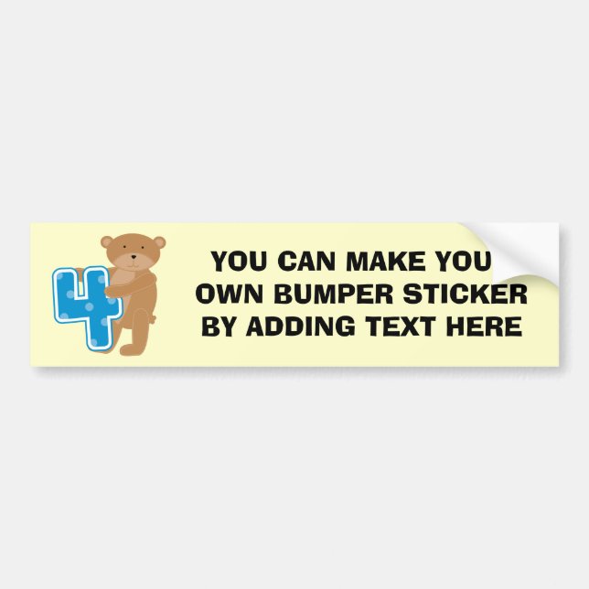 Bear 4th Birthday Tshirts and Gifts Bumper Sticker (Front)