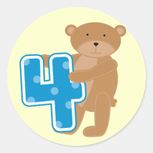 Bear 4th Birthday Tshirts and Gifts Classic Round Sticker