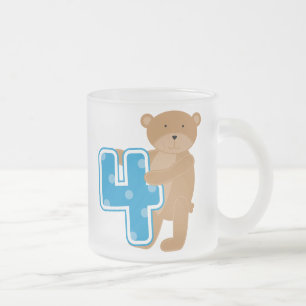 Bear 4th Birthday Tshirts and Gifts Frosted Glass Coffee Mug