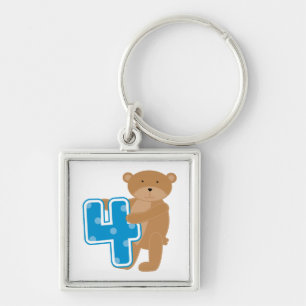 Bear 4th Birthday Tshirts and Gifts Key Ring