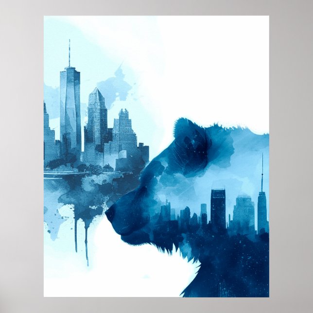 Bear Abstract Watercolor Art Poster (Front)