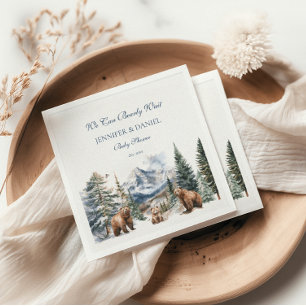 Bear Adventure Snow Mountain Bearly Baby Shower Napkin