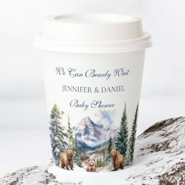 Bear Adventure Snow Mountain Winter Bearly Wait Paper Cups (Creator Uploaded)