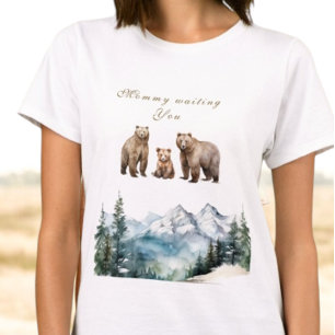 Bear Adventure Snowy Mountains Winter  Baby Shower T-Shirt