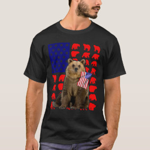 Bear American Flag 4th Of July Usa Patriotic T-Shirt
