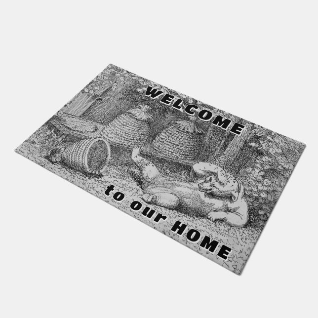 Bear and Bees Welcome Doormat (Angled)