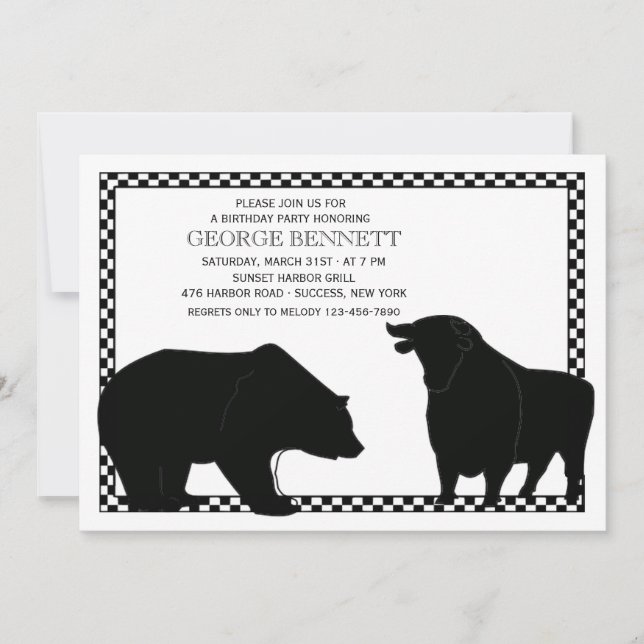 Bear and Bull Birthday Party Invitation (Front)