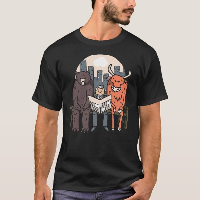 Bear And Bull Stock Market Trader T-Shirt (Front)