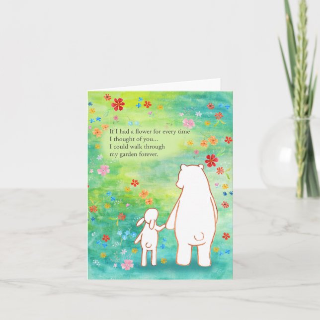 Bear and Bunny Anniversary Valentine Wildflowers Card (Front)