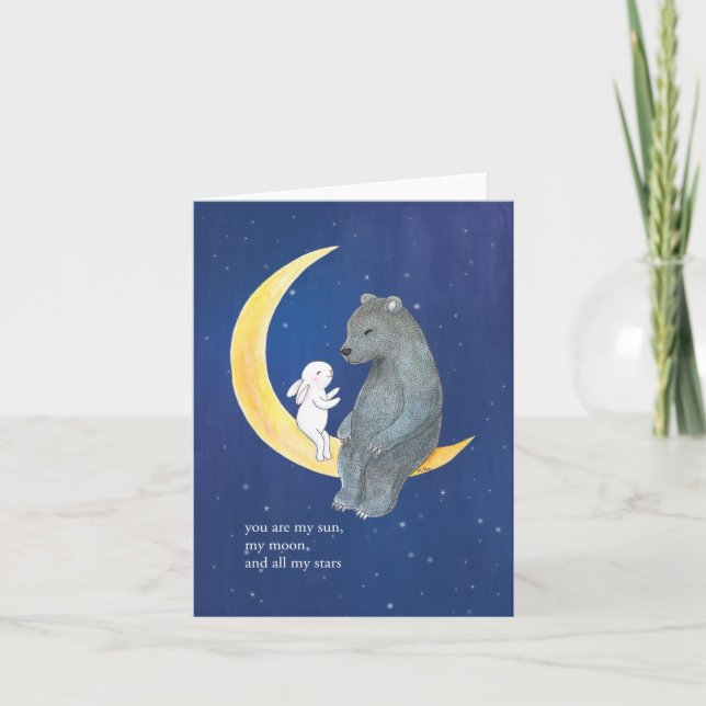 Bear and bunny Couple Love Anniversary Valentine's Card (Front)