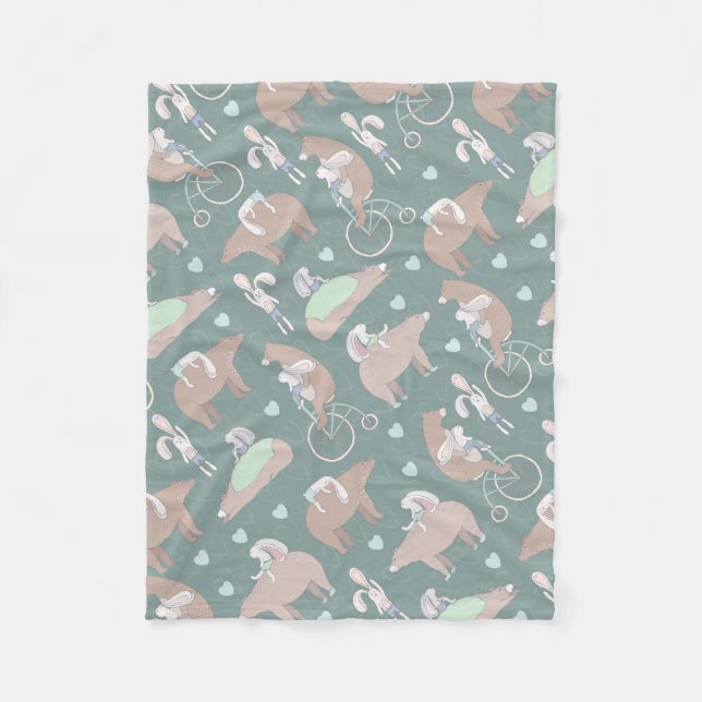 Bear and Bunny Fleece Blanket (Front)