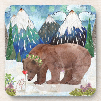 Bear and Bunny Hard plastic coaster
