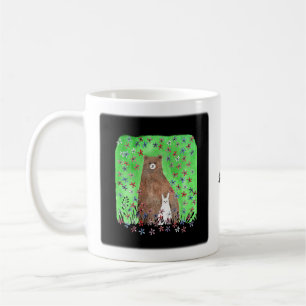 Bear and Bunny in Flowers Cute Couple Custom Name  Coffee Mug