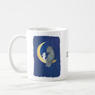 Bear and Bunny on the moon cute bear bunny custom Coffee Mug