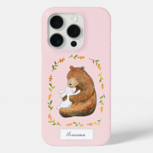Bear and Bunny Sweet Woodland Custom Name iPhone 15 Pro Case