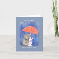 Bear and bunny under umbrella Sweet I love you