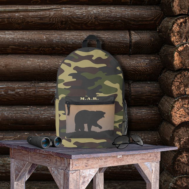 Bear and Camo Printed Backpack (Creator Uploaded)