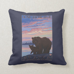 Bear and Cub - Anchorage, Alaska Cushion