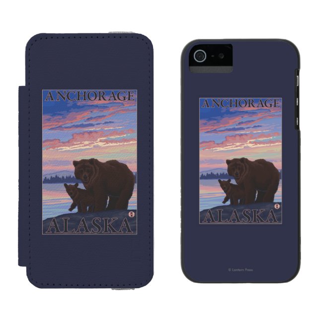 Bear and Cub - Anchorage, Alaska Incipio iPhone Wallet Case (Side by Side)
