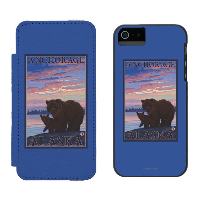 Bear and Cub - Anchorage, Alaska Incipio iPhone Wallet Case (Side by Side)