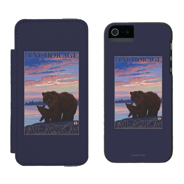 Bear and Cub - Anchorage, Alaska Incipio iPhone Wallet Case (Side by Side)