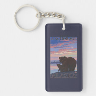 Bear and Cub - Anchorage, Alaska Key Ring