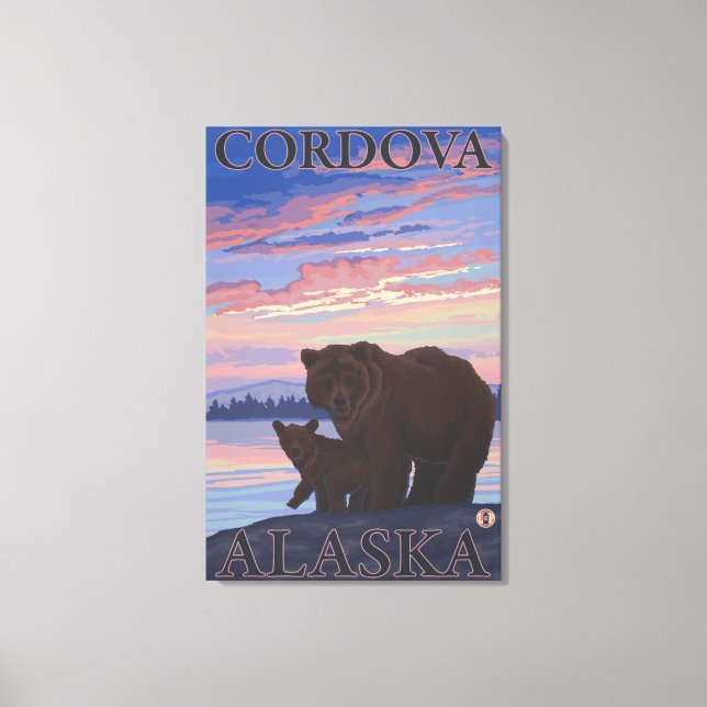 Bear and Cub - Cordova, Alaska Canvas Print (Front)